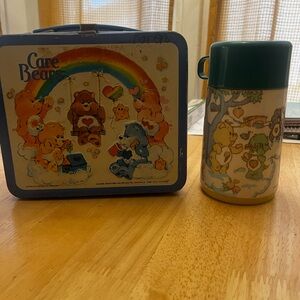 Care Bears Blue Lunchbox and Thermos Set -Vintage